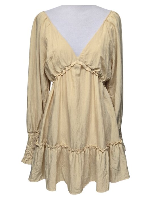 Lulus Dresses & Skirts - Flowy Mini Dress Butter Yellow Empire Waist Boho Cottagecore Peasant M